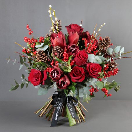 White Christmas Bouquet  Festive White Roses & Hydrangeas Same Day