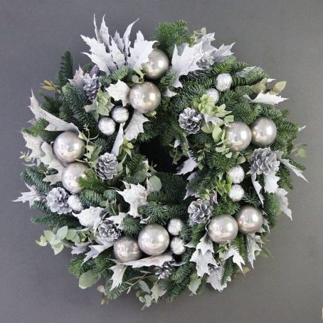 white-silver-designer-pine-wreath